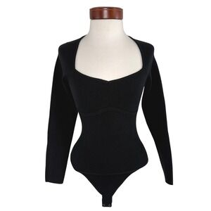 Abercrombie & Fitch Black Sweetheart Corset Long Sleeve Bodysuit‎ S Clean Girl